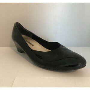 Naturalizer Womens Black Patent Leather Small Wedge Heel Shoes Size 10